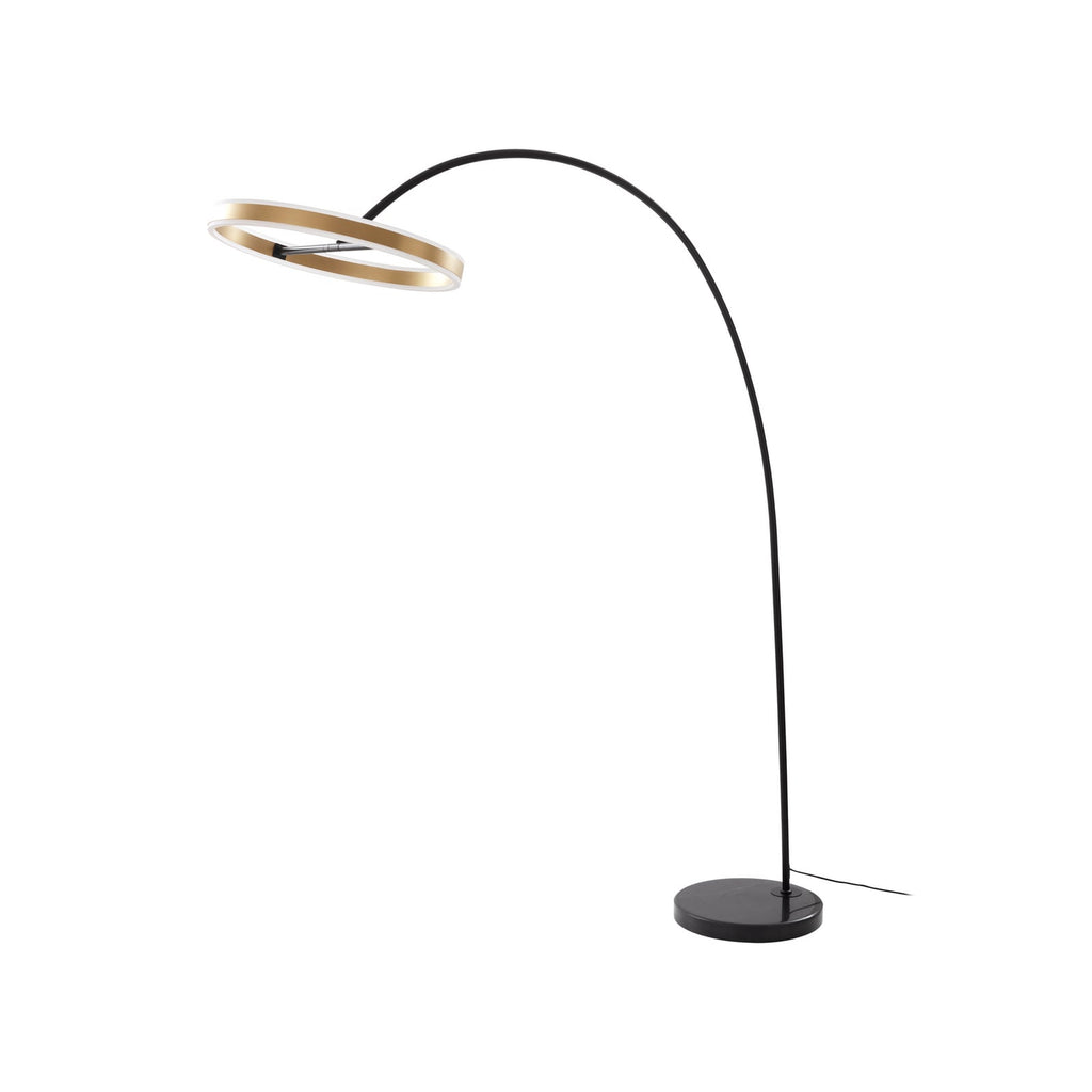 LED buegulvlampe Yekta messingfarget montert i stue