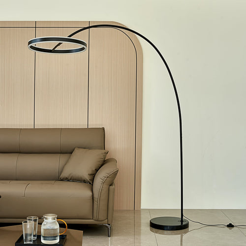 LED buegulvlampe Yekta svart Ø50 cm bakside