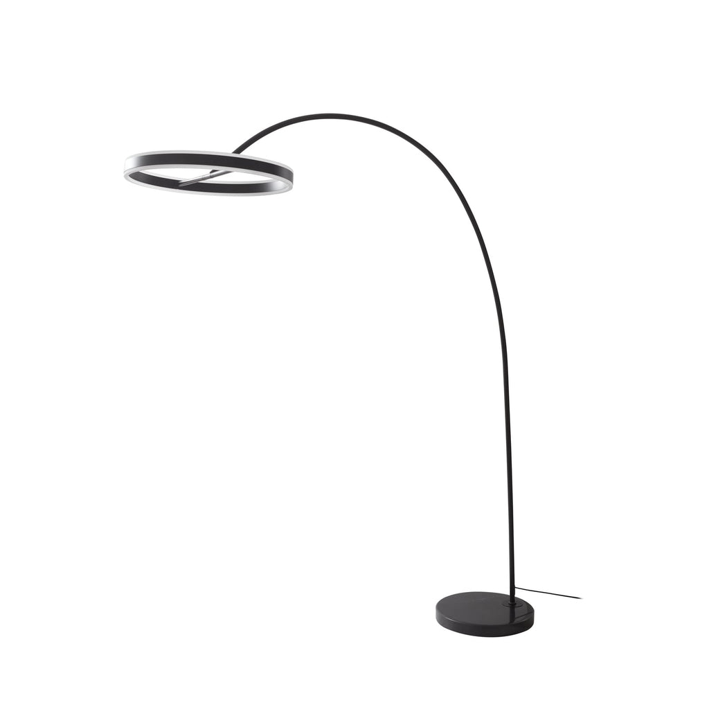 LED buegulvlampe Yekta svart Ø50 cm detalj av lampehode