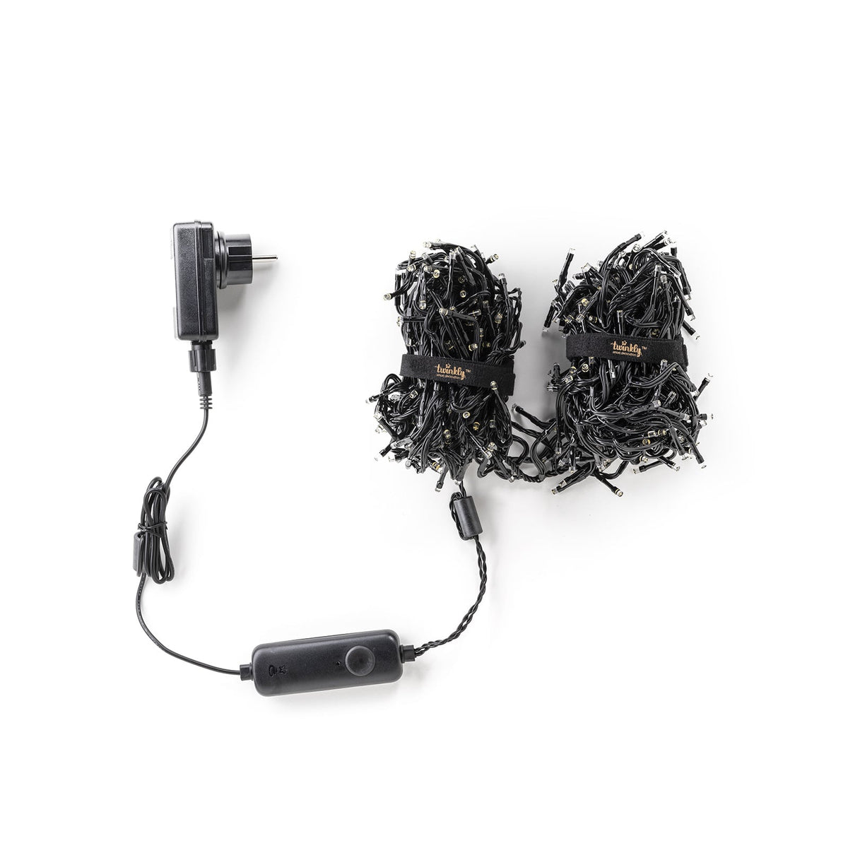 LED-clusterlyslenke CCT 400 LED svart 6 m IP44 dimbar - Twinkly nærbilde av kabel