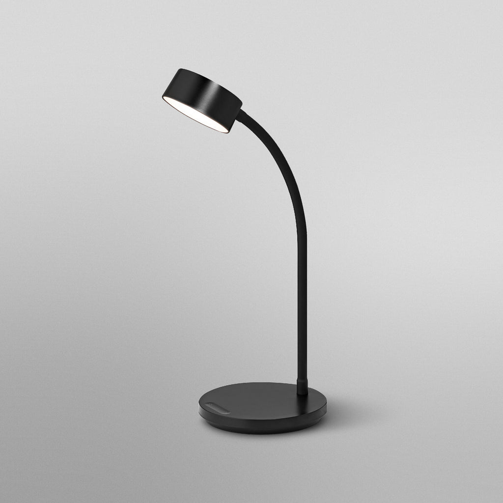 LED bordlampe Office Line Cylinder dimbar CCT svart USB montert på skrivebord