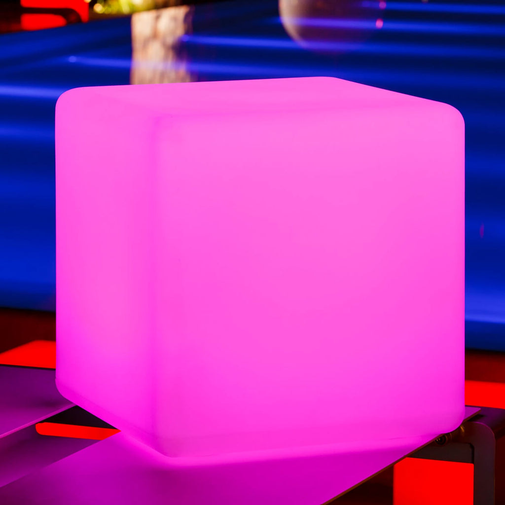 Smart&Green LED dekolampe Big Cube terning RGB dimbar IP68 43 cm med app
