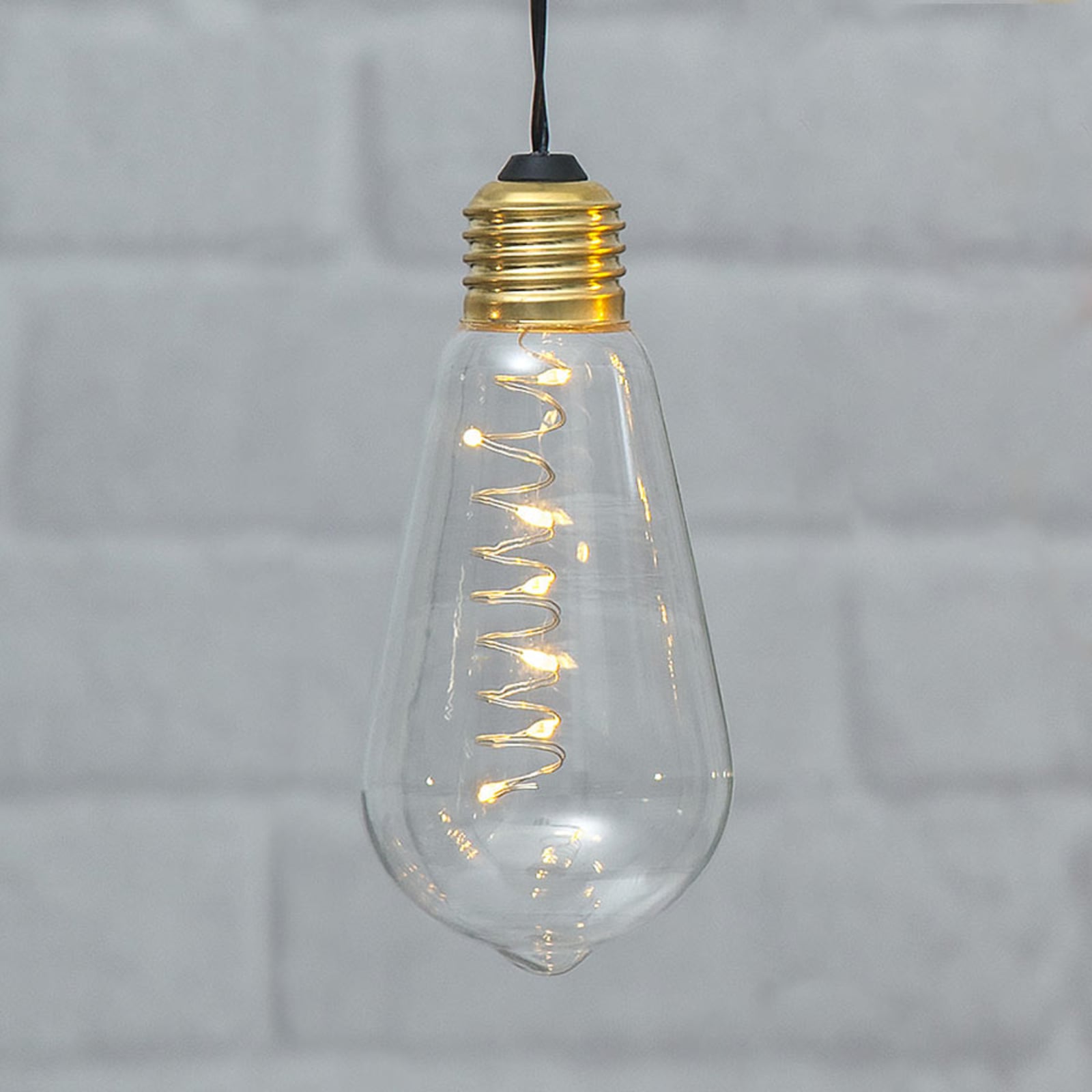 LED dekolampe Glow vintage pæreform med timer klar forfra
