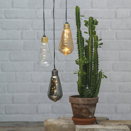 LED dekolampe Glow vintage pæreform med timer bakside