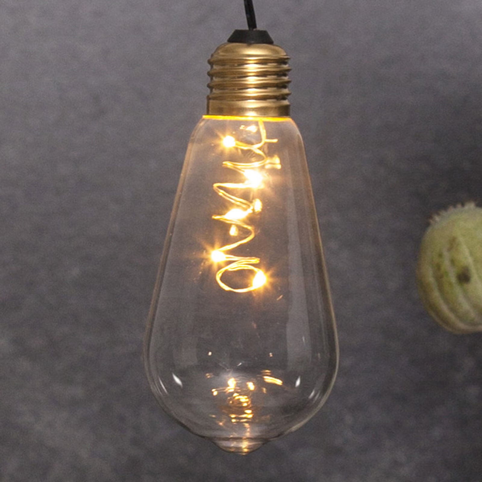 LED dekolampe Glow vintage pæreform med timer med ledning