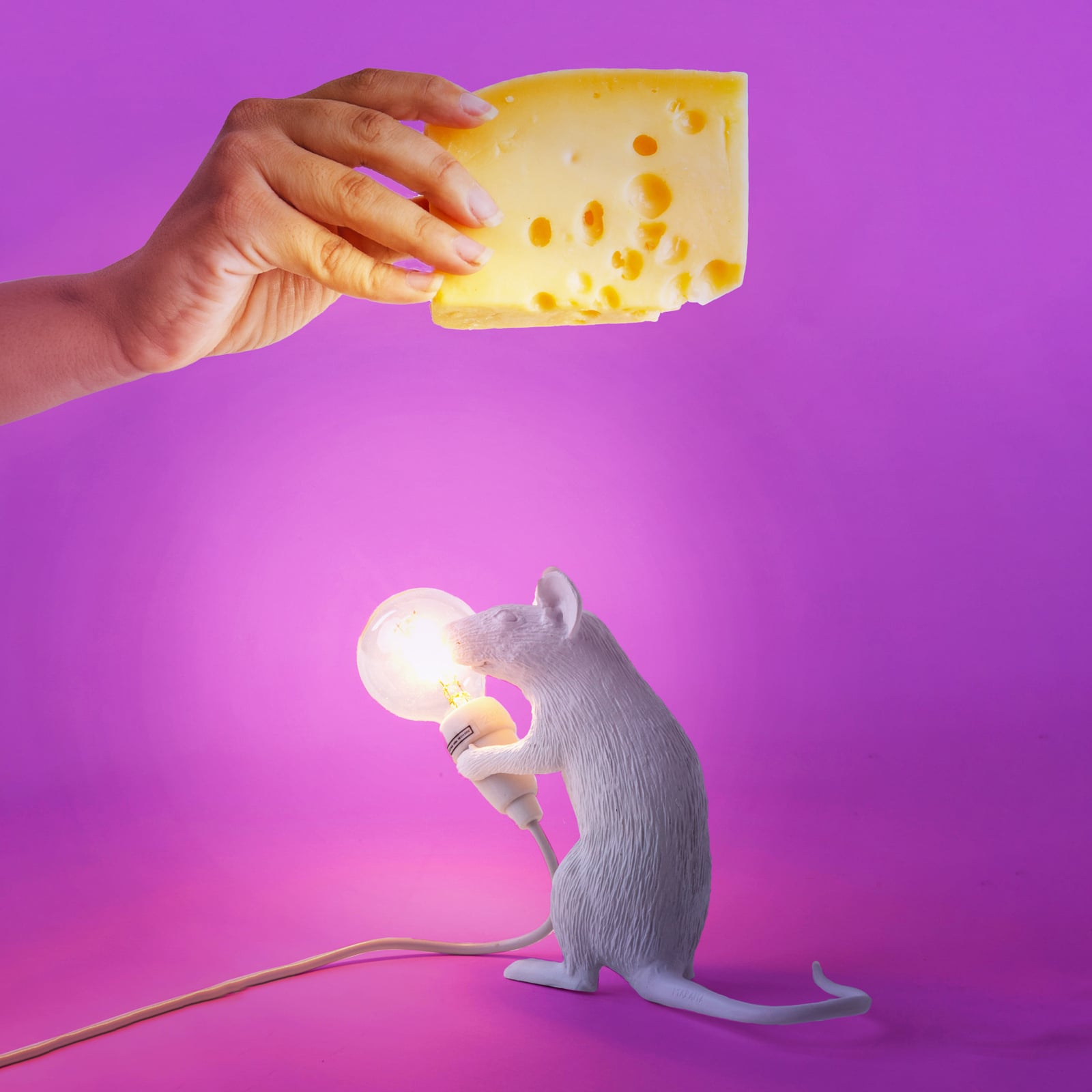 LED dekolampe Mouse Lamp sittende mus hvit USB design