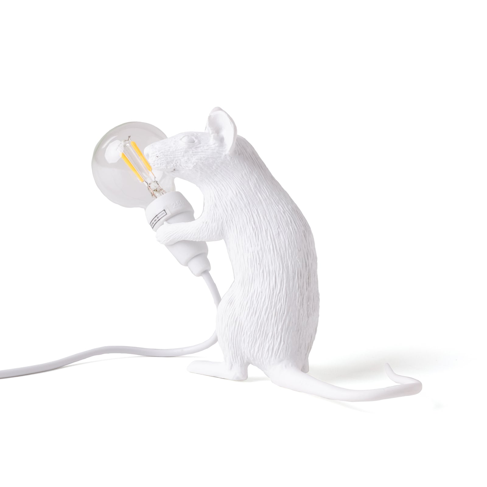 LED dekolampe Mouse Lamp sittende mus hvit USB detalj