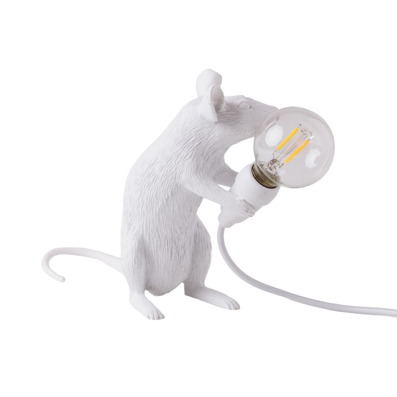 LED dekolampe Mouse Lamp sittende mus hvit USB foran