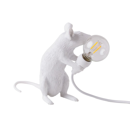 LED dekolampe Mouse Lamp sittende mus hvit USB foran