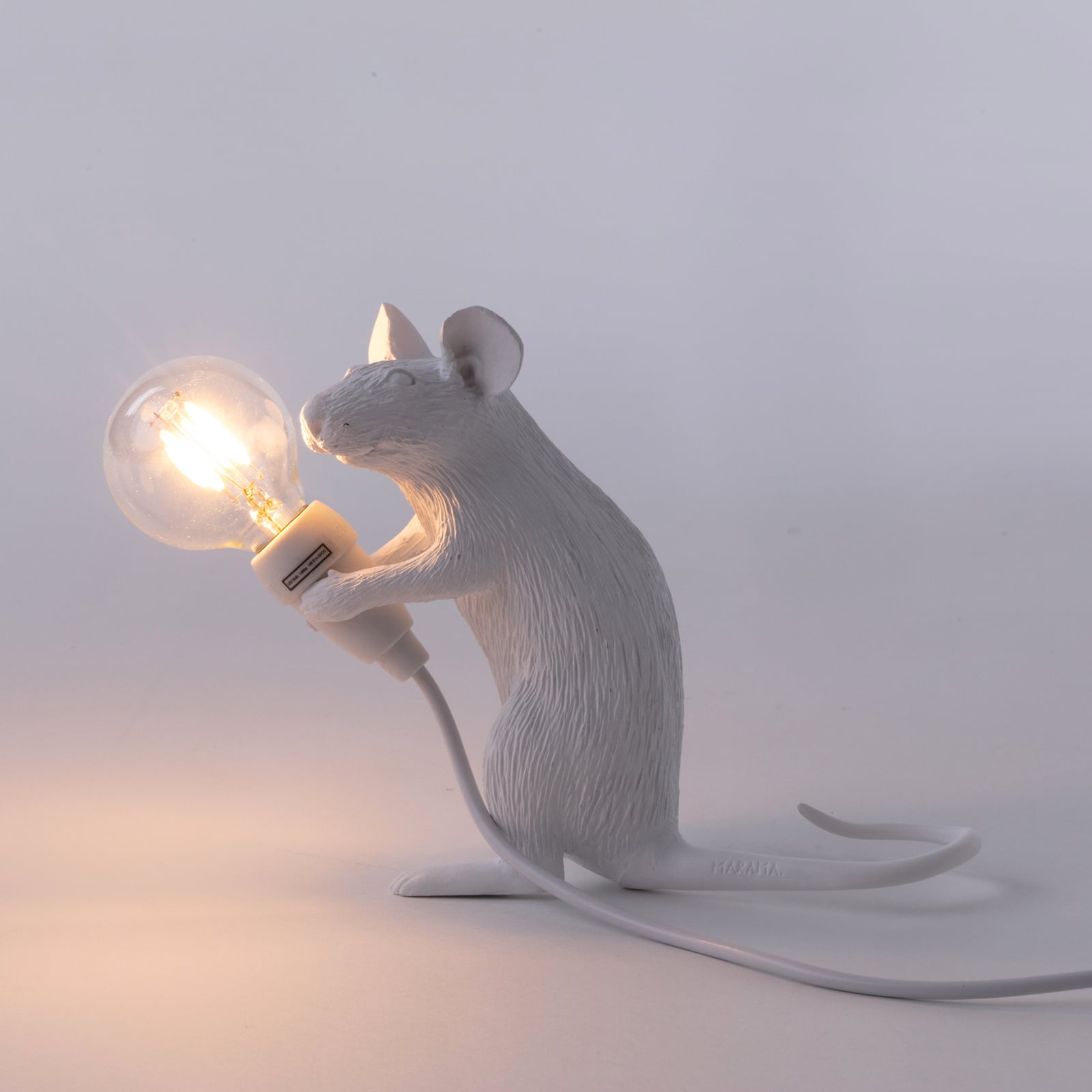 LED dekolampe Mouse Lamp sittende mus hvit USB lys