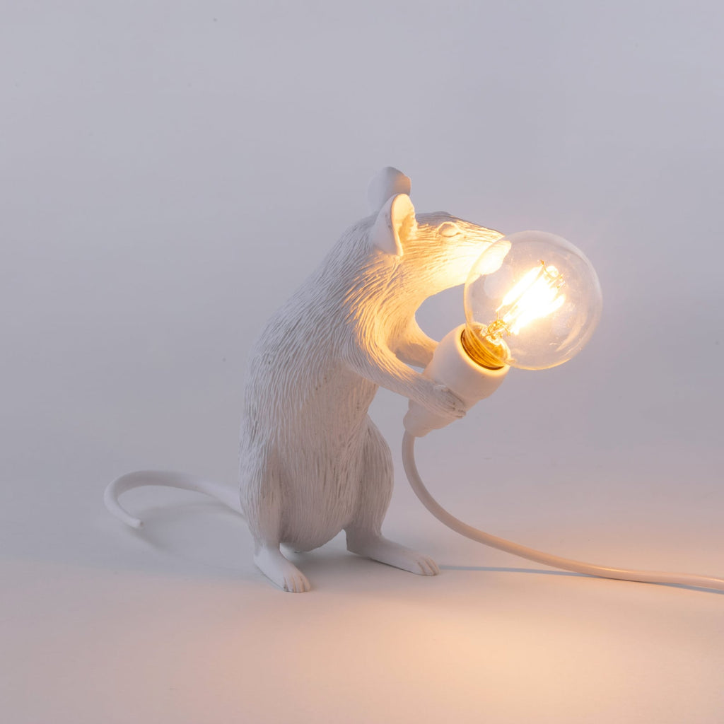 LED dekolampe Mouse Lamp sittende mus hvit USB montert