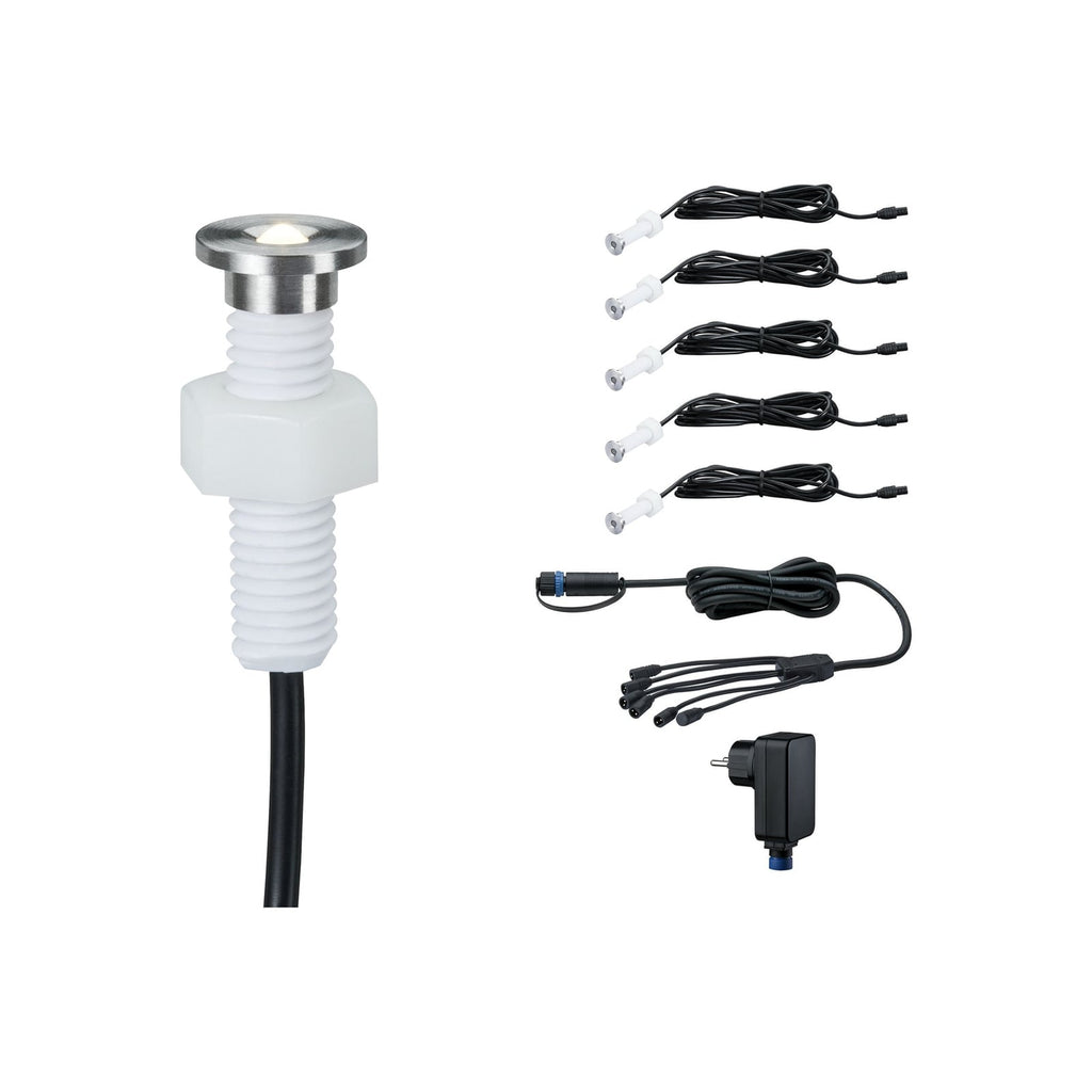 LED dekor-bakkespot Plug & Shine basissett 5-pk IP65 Paulmann forfra