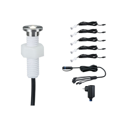 LED dekor-bakkespot Plug & Shine basissett 5-pk IP65 Paulmann forfra