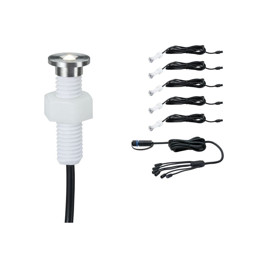 LED dekor-bakkespot Plug & Shine 5-pk rustfritt stål IP65 forfra