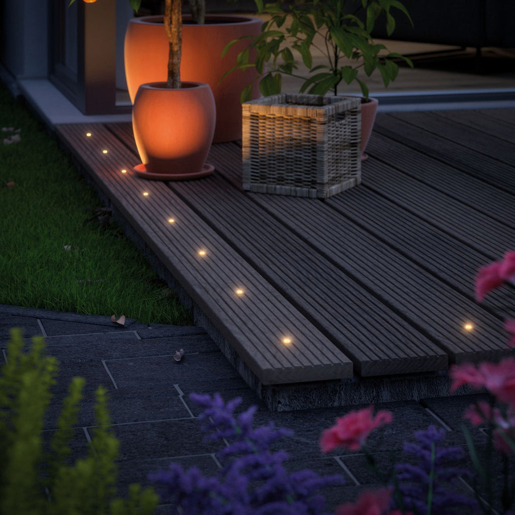LED dekor-bakkespot Plug & Shine 5-pk rustfritt stål IP65 lyseffekt i mørket