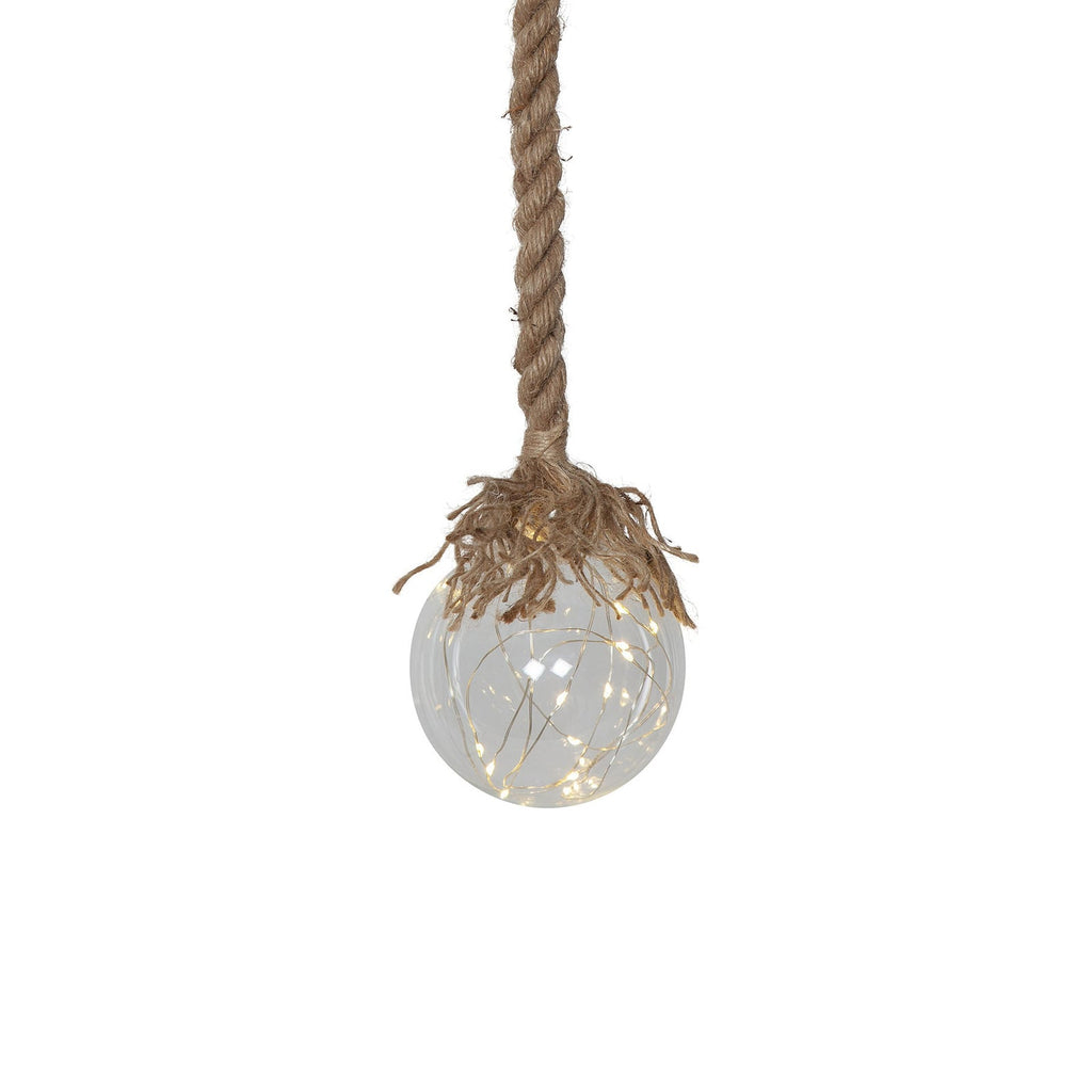 Montert LED dekorasjonskule Jutta glass Ø10 cm med tau batteri