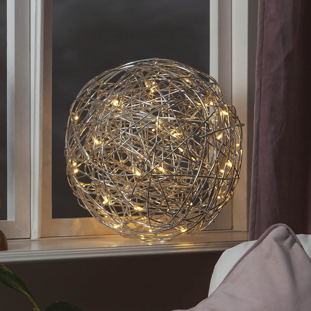 LED-dekorasjonskule Trassel aluminium Ø30 cm IP44 forfra