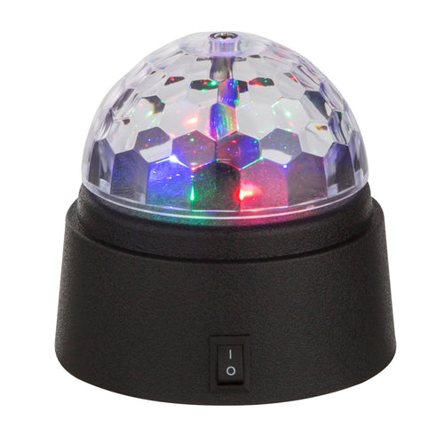 LED dekorasjonslampe Disco RGB fargeskiftende Ø9 cm forfra