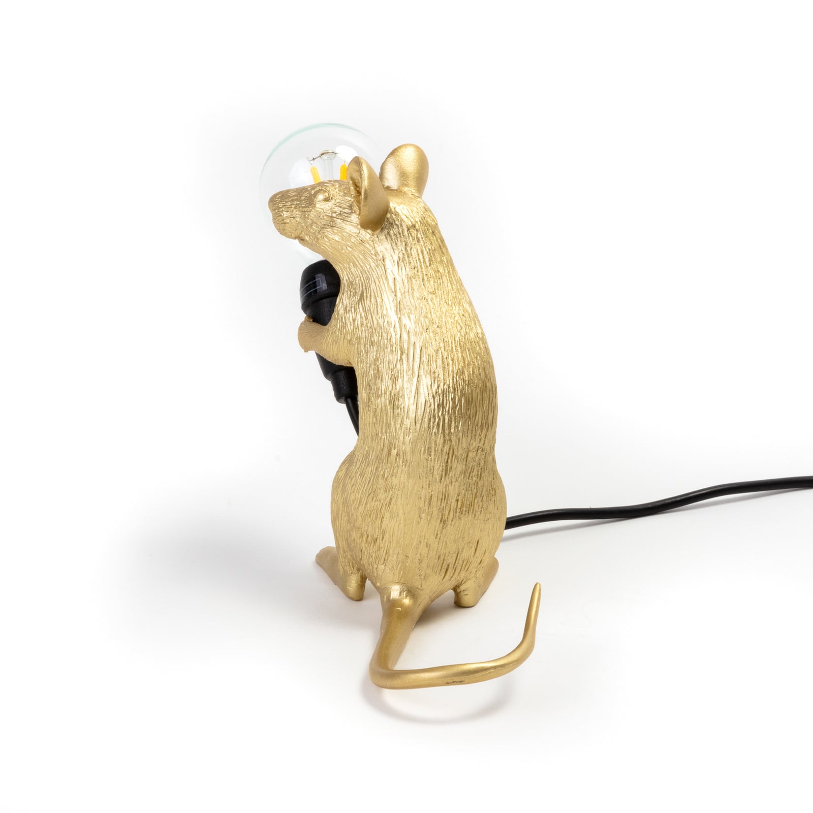 Detalj av LED dekorasjonslampe Mouse Lamp sittende gull USB
