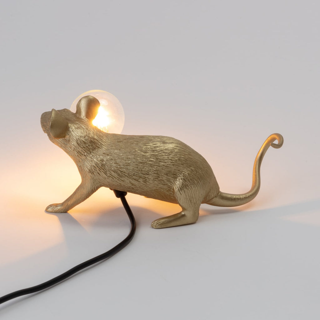 LED dekorasjonslampe Mouse Lamp sittende gull USB lysdetalj
