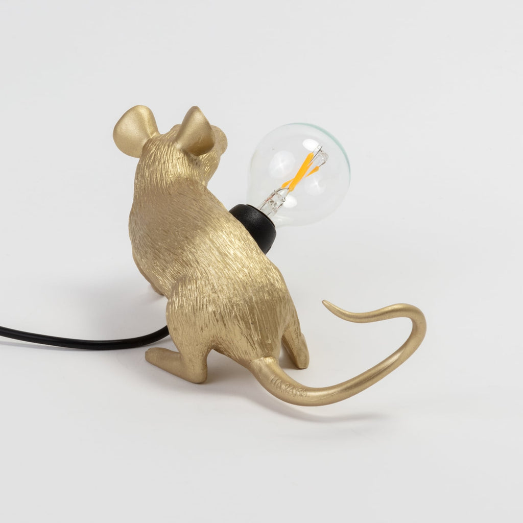 LED dekorasjonslampe Mouse Lamp sittende gull USB med USB-kabel