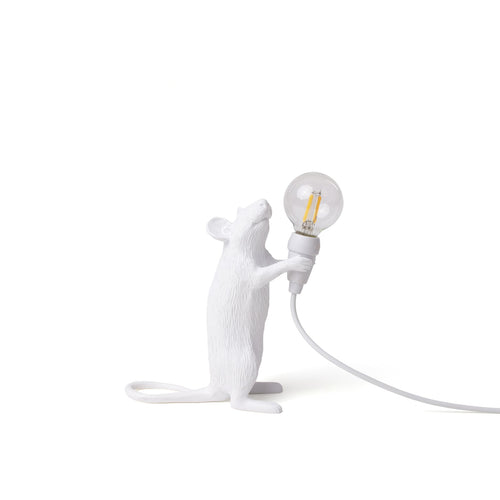LED dekorasjonslampe Mouse Lamp stående hvit USB forfra