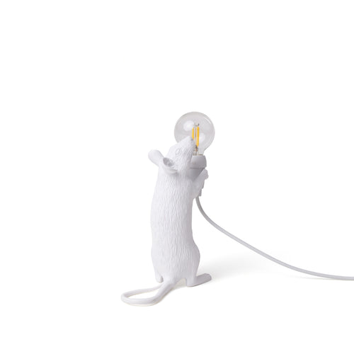 LED dekorasjonslampe Mouse Lamp stående hvit USB bakside