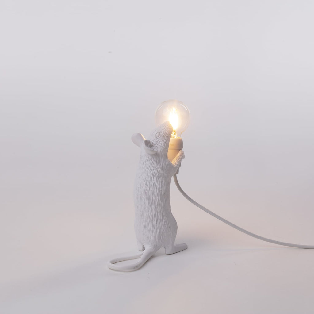 LED dekorasjonslampe Mouse Lamp stående hvit USB montert