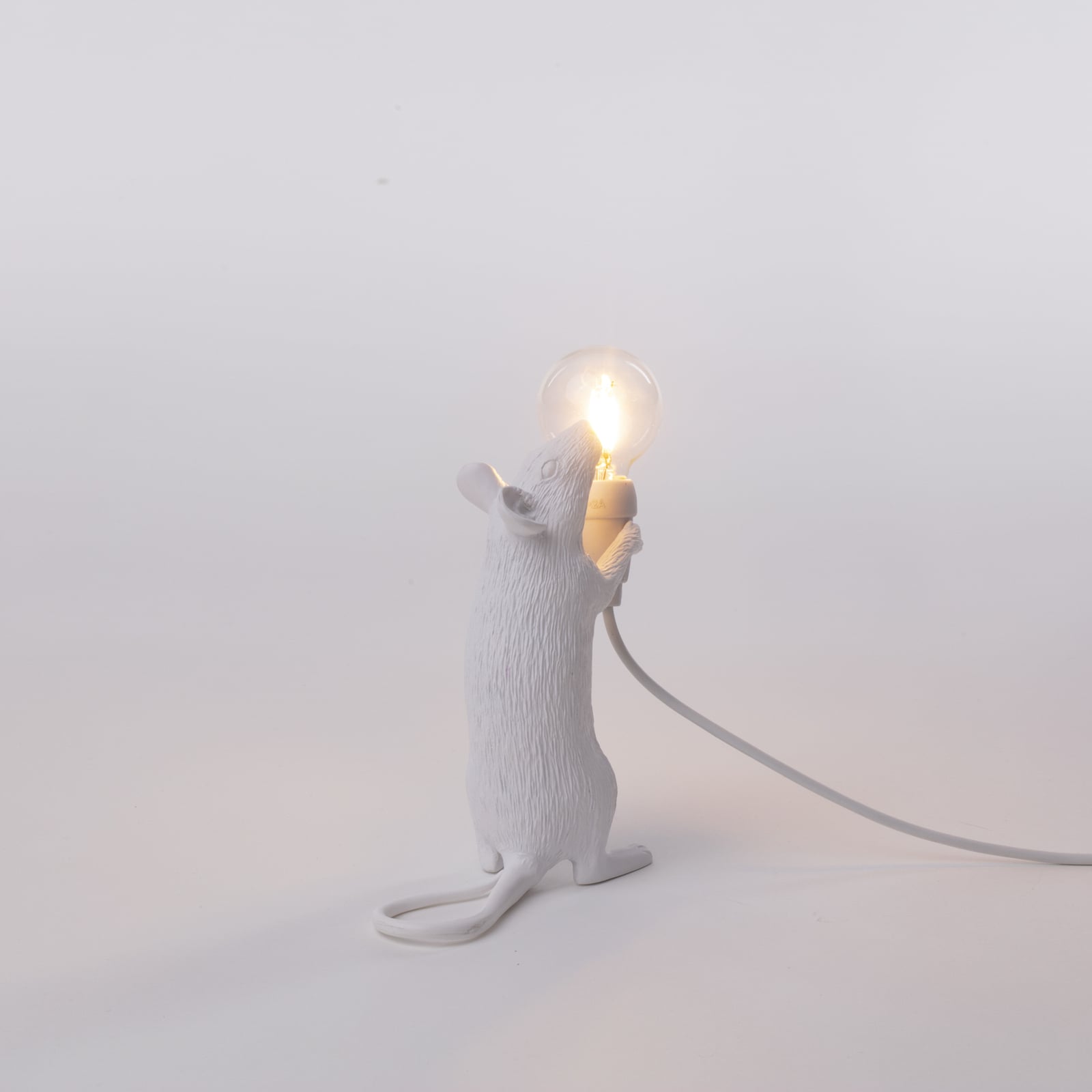 LED dekorasjonslampe Mouse Lamp stående hvit USB montert