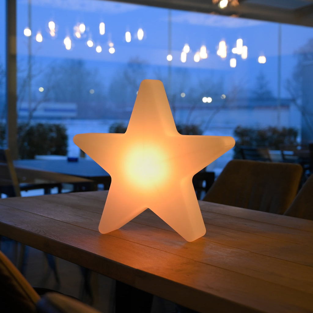 LED-dekorasjonslampe stjerne oppladbar H39,5 cm RGBW bakside