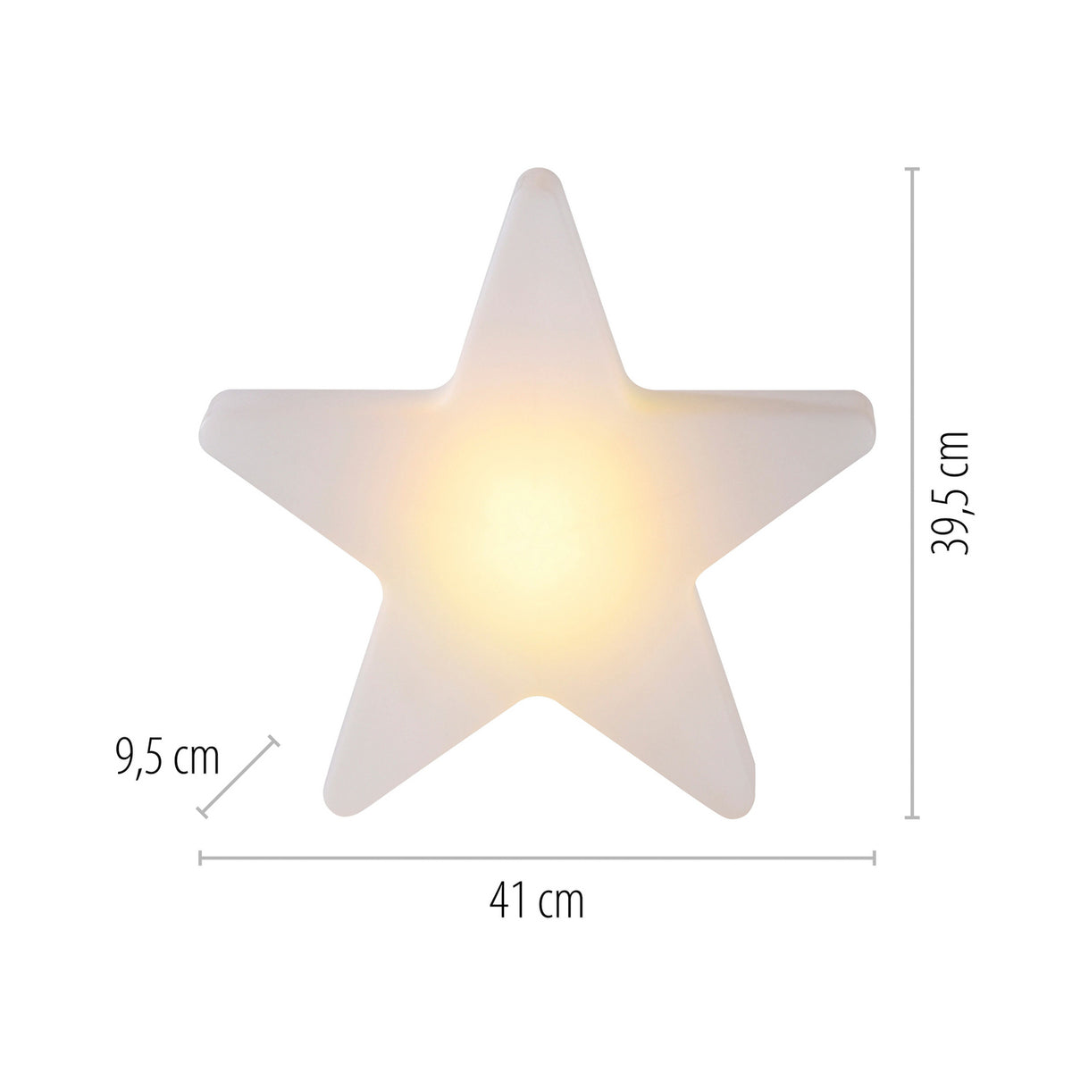 Nærbilde av LED-dekorasjonslampe stjerne oppladbar H39,5 cm RGBW