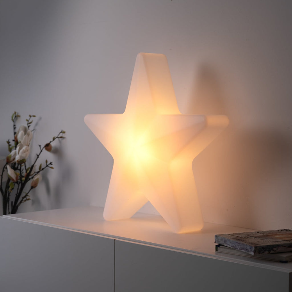 LED-dekorasjonslampe stjerne oppladbar H55 cm RGBW IP44 forfra