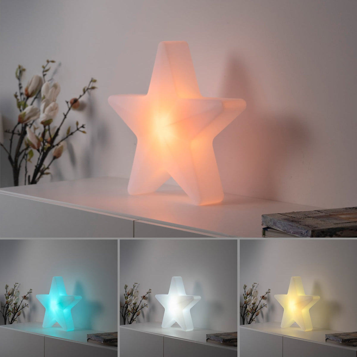 LED-dekorasjonslampe stjerne oppladbar H39,5 cm RGBW med fjernkontroll