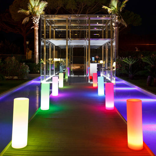 LED dekorasjonslampe Tower RGB oppladbar H70 cm IP68 bakside