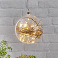LED-dekorkule Glow glass og rattan Ø20 cm 40 LED forfra