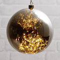 LED-dekorkule Glow glass røykgrå Ø20 cm 80 LED forfra