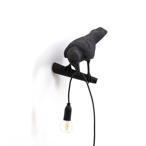 LED dekorlampe Bird Lamp blikk venstre svart E14 bakside