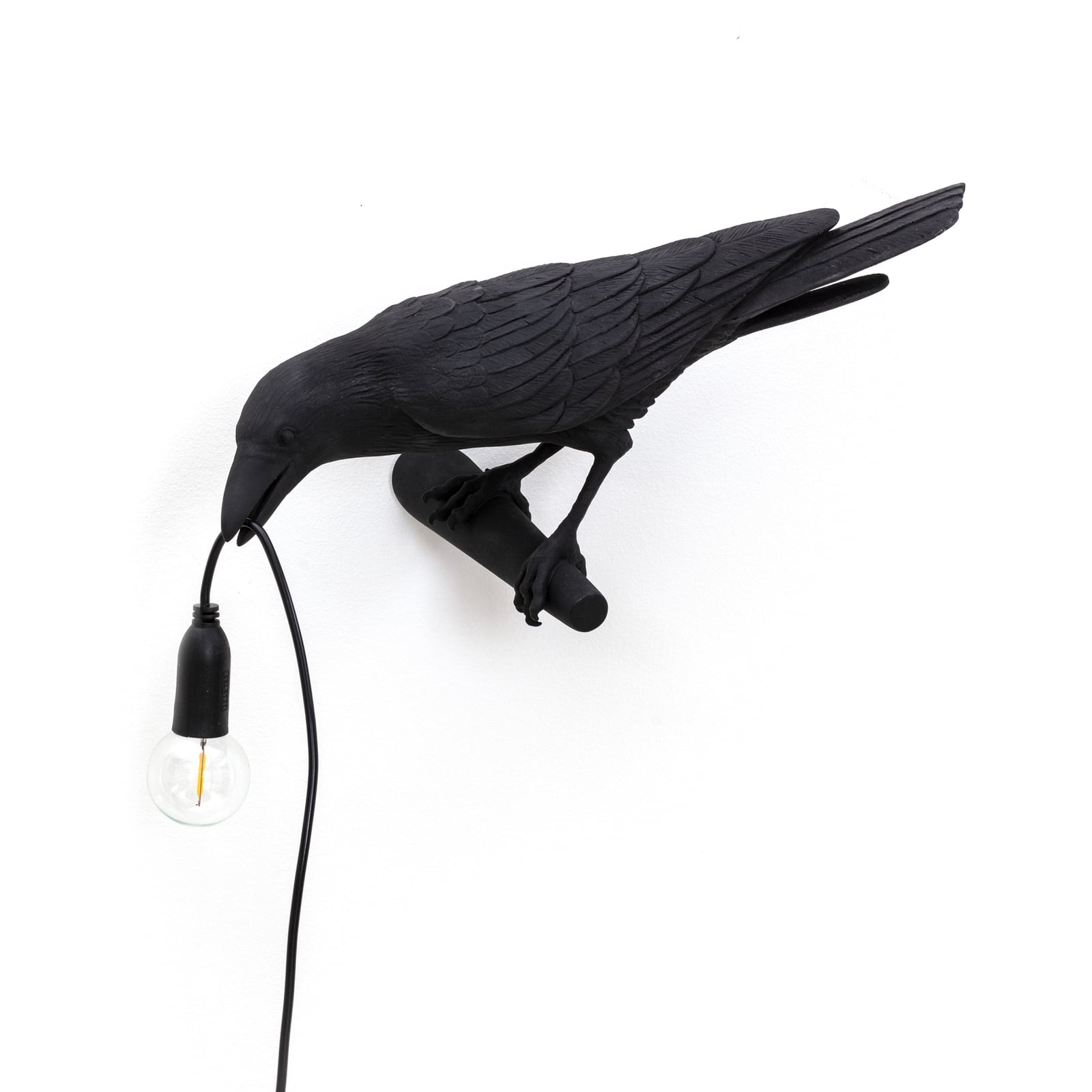 LED dekorlampe Bird Lamp blikk venstre svart E14 detalj