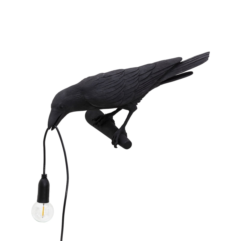 LED dekorlampe Bird Lamp blikk venstre svart E14 forside