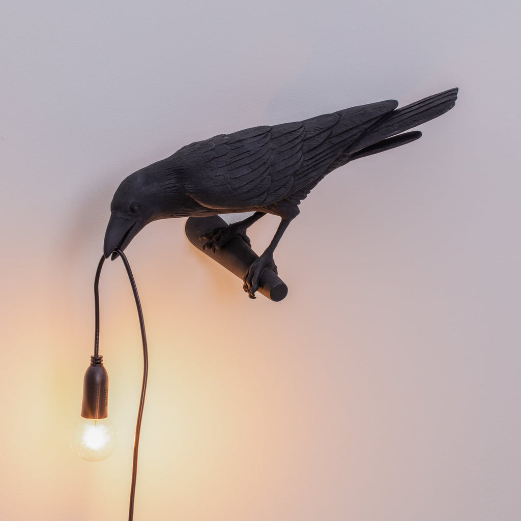 LED dekorlampe Bird Lamp blikk venstre svart E14 side