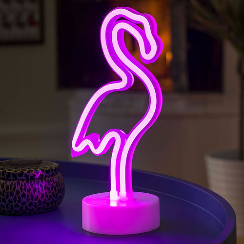 LED dekorlampe Flamingo rosa batteri sett forfra