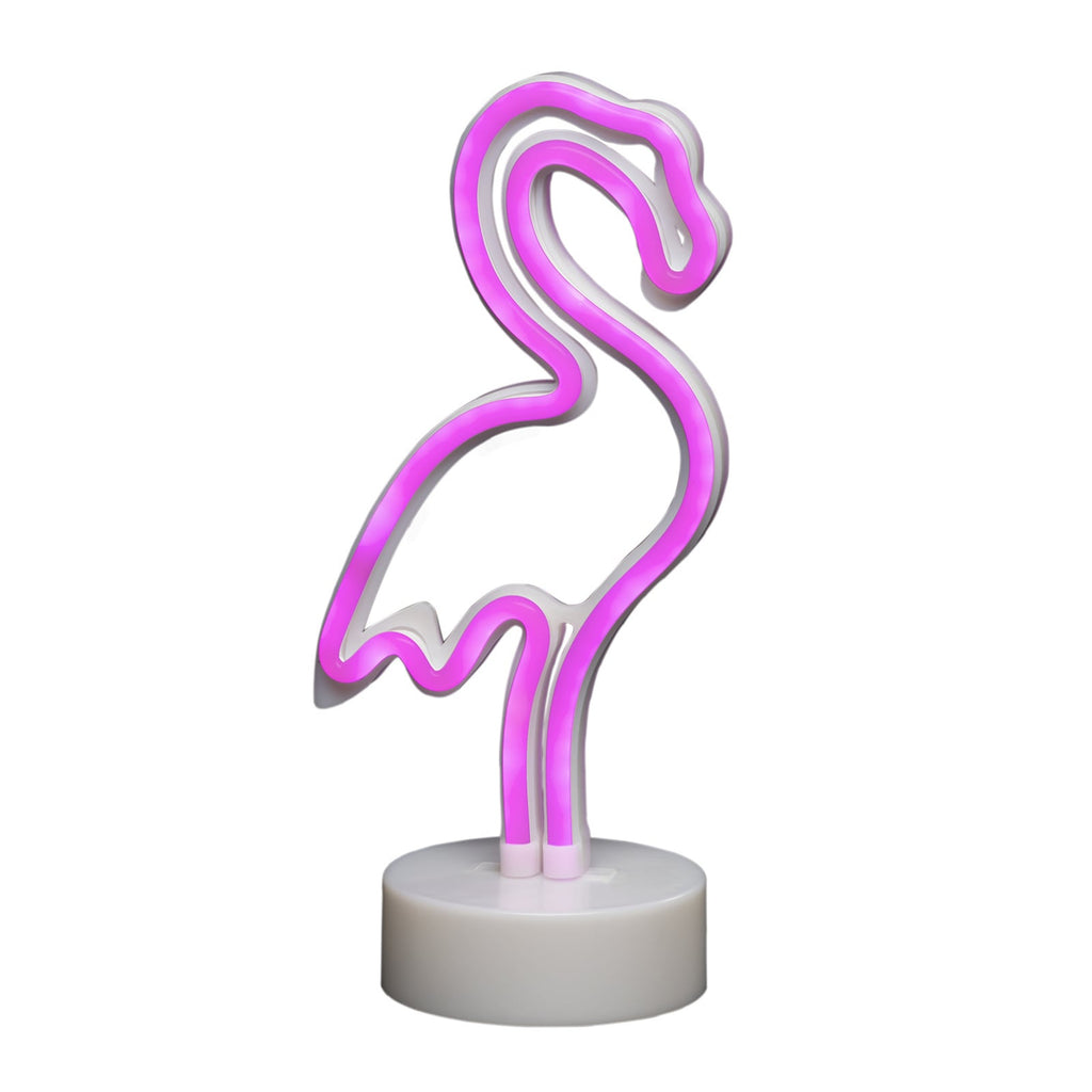 LED dekorlampe Flamingo rosa batteri montert på hylle
