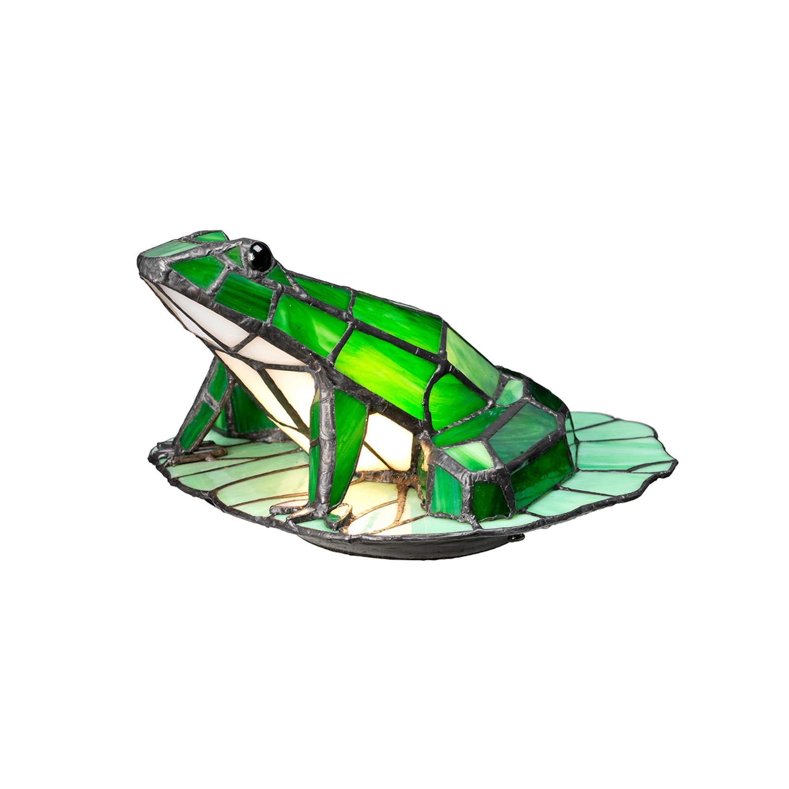 LED dekorlampe Frog tiffany-stil glass grønn G9 - Elstead forfra