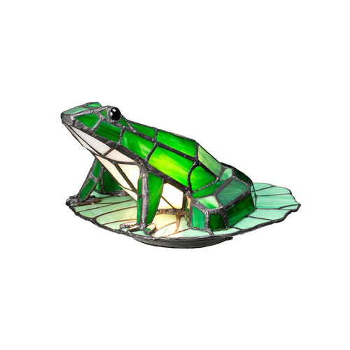 LED dekorlampe Frog tiffany-stil glass grønn G9 - Elstead forfra