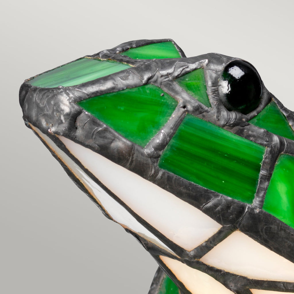 LED dekorlampe Frog tiffany-stil glass grønn G9 - Elstead detalj av glass