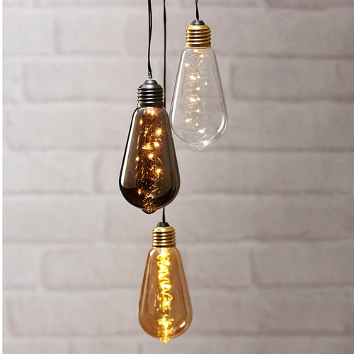 LED dekorlampe Glow vintage røykglass med timer forfra