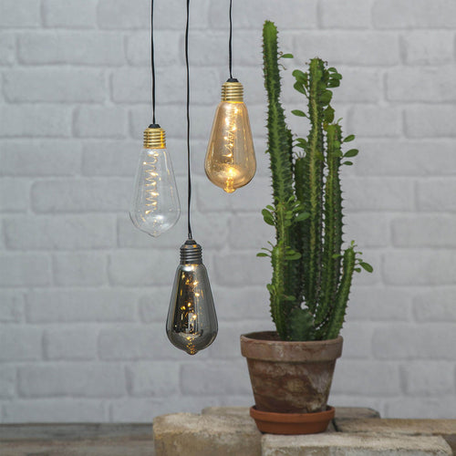 LED dekorlampe Glow vintage røykglass med timer bakside