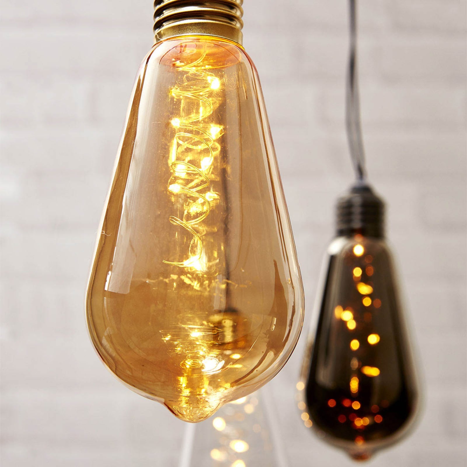 LED dekorlampe Glow vintage røykglass med timer detalj av glass
