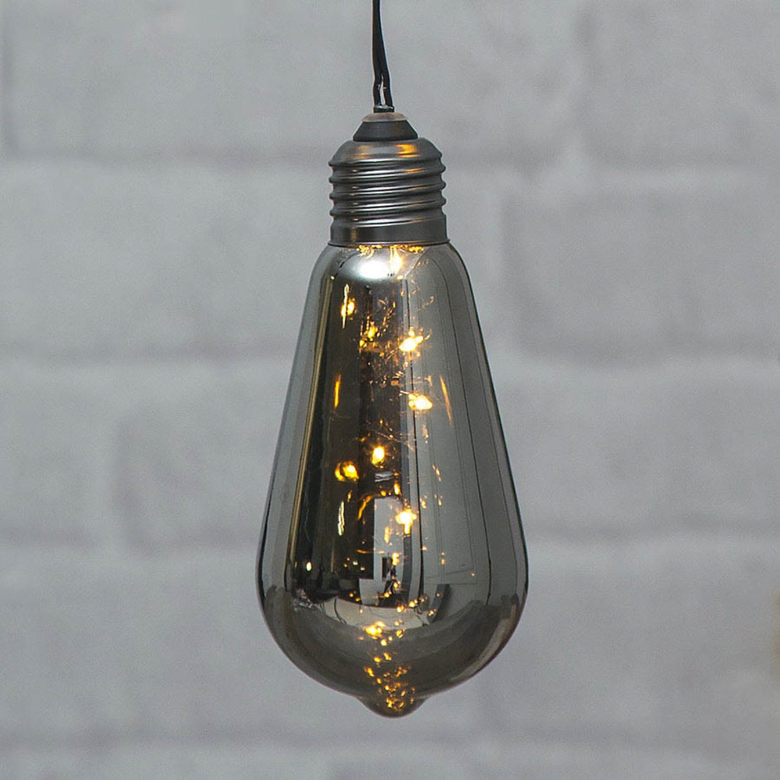 LED dekorlampe Glow vintage røykglass med timer montert
