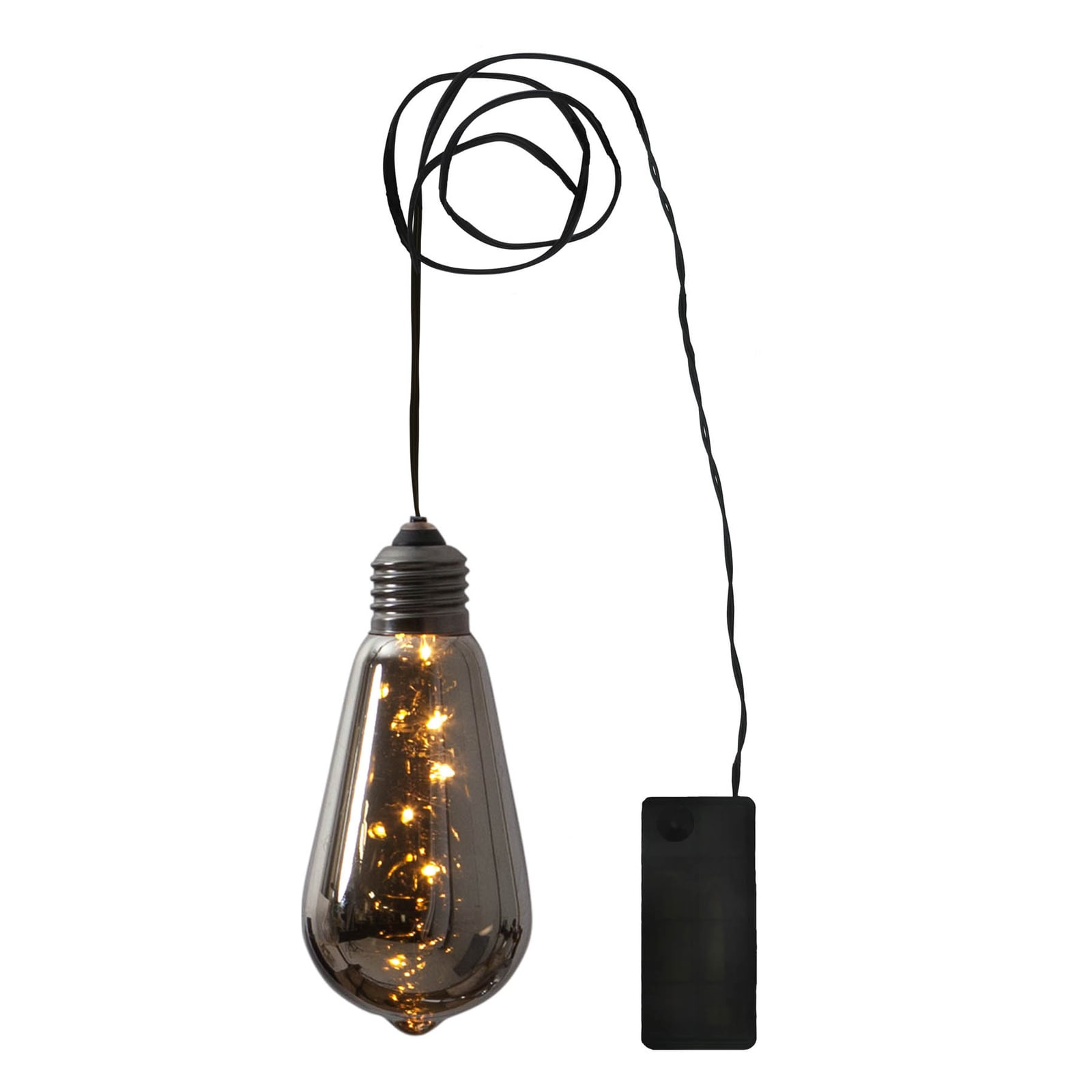 LED dekorlampe Glow vintage røykglass med timer nærbilde av LED